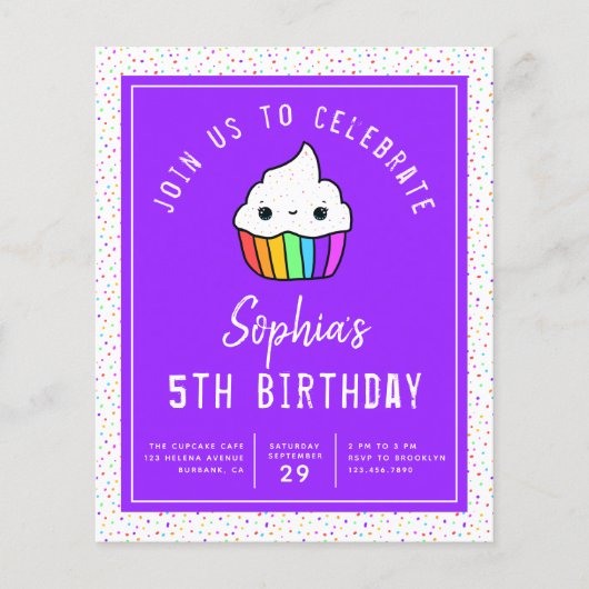 Papier Budget Cupcake Invitation de fête d'anniversaire d (Devant)