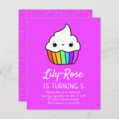 Papier Budget Cupcake Invitation de fête d'anniversaire d (Devant / Derrière)