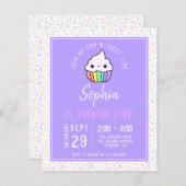 Papier Budget Cupcake Invitation de fête d'anniversaire d (Devant / Derrière)