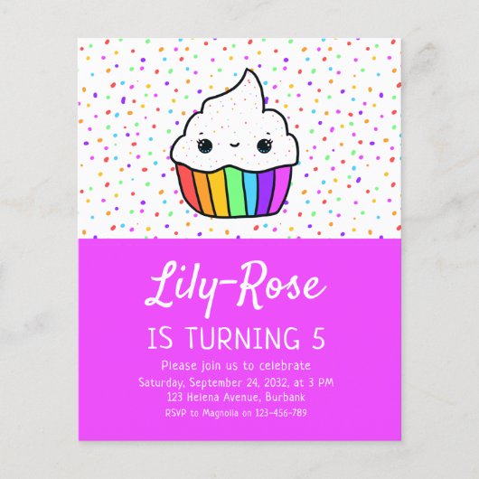 Papier BUDGET Cupcake Sprinkings Anniversaire Fête Invita (Devant)