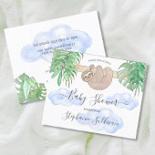 Papier Budget Cute Baby Boy Sloth Baby shower Invitation