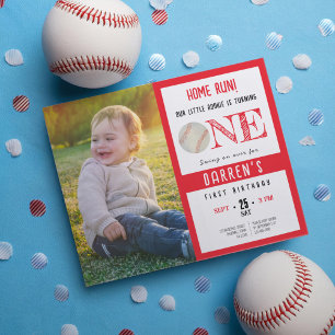 Papier Budget Cute Baseball Photo 1er Anniversaire Invita