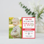 Papier Budget Cute Baseball Photo 2e Invitation anniversa (Debout devant)
