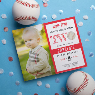 Papier Budget Cute Baseball Photo 2e Invitation anniversa