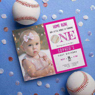 Papier Budget Cute Baseball Photo Girl 1er anniversaire