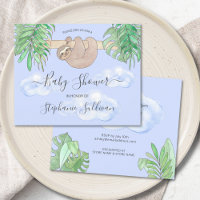 Budget Cute Blue Boy Sloth Baby shower Invitation