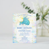 Papier BUDGET Cute Blue Dragon Baby shower Invitation (Debout devant)