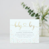 Papier Budget Cute Confetti Sprinkle Gold Boy Baby shower (Debout devant)