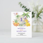 Papier Budget Cute Dinosaur 1er Invitation anniversaire (Debout devant)