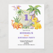 Papier Budget Cute Dinosaur 1er Invitation anniversaire (Devant)