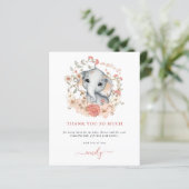 Papier Budget Cute Elephant Coral Baby shower Merci (Debout devant)