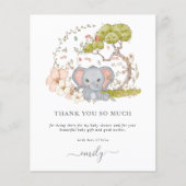 Papier Budget Cute Elephant Florals Baby shower Merci (Devant)