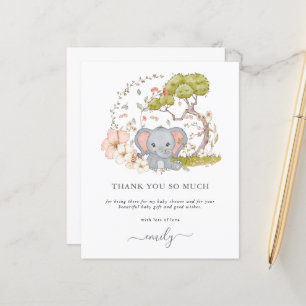 Papier Budget Cute Elephant Florals Baby shower Merci