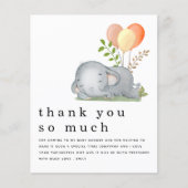 Papier BUDGET Cute Elephant Jaune Baby shower Merci (Devant)