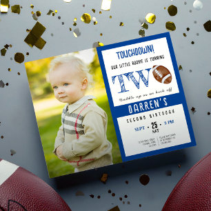 Papier Budget Cute Football Photo Boy 2e anniversaire Inv
