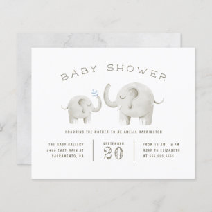 Papier Budget Cute Grey Aquarelle Elephant Baby shower