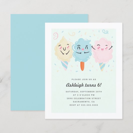 Papier Budget Cute Kawaii Sucre Candy Enfants Anniversair (Devant / Derrière)