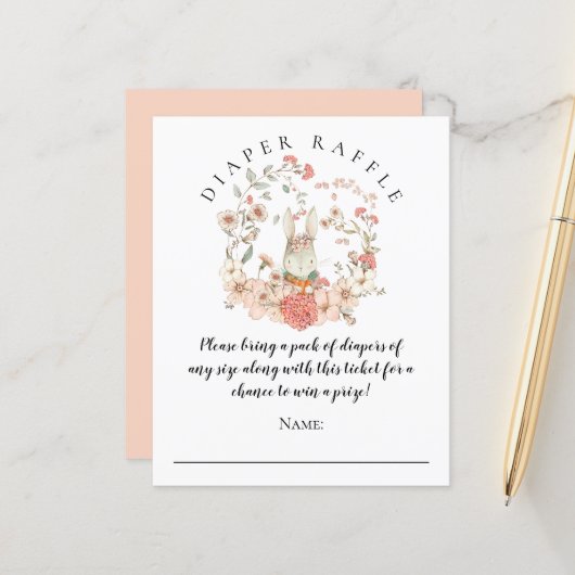 Papier Budget Cute Lapin Déchets Raffle Baby shower fille (Devant/Arrière en situation)