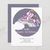 Papier BUDGET Cute Magique Unicorn Invitation (Devant / Derrière)