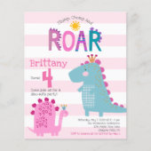 Papier Budget Cute Rose Dinosaur Girl Invitation Annivers (Devant)