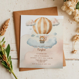 Papier BUDGET Cute Tiger Hot-Air ballon 1er anniversaire