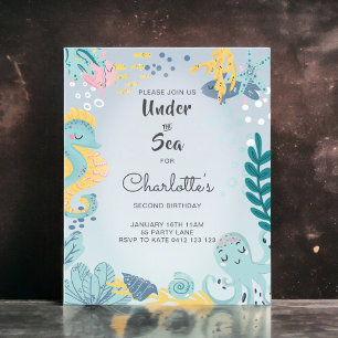 Papier BUDGET Cute "Under the Sea" Seahorse Invitation