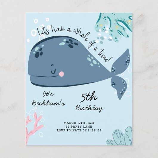 Papier BUDGET Cute "Whale Of A Time" (Devant)