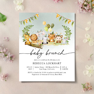 Papier Budget Cute Wild Animals Boy Baby Brunch Invitatio