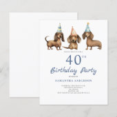 Papier Budget Dachshund Chien 40e anniversaire Invitation (Devant / Derrière)