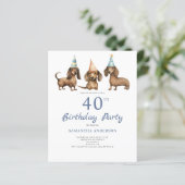 Papier Budget Dachshund Chien 40e anniversaire Invitation (Debout devant)