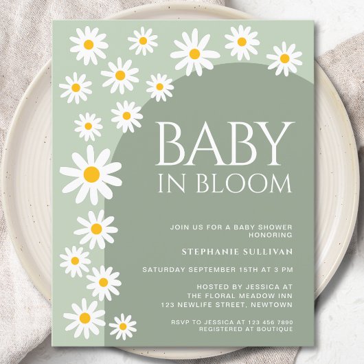 Papier Budget Daisy Baby In Bloom Baby shower Invitation
