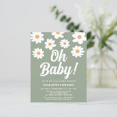 Papier Budget Daisy Green Baby shower Invitation (Debout devant)