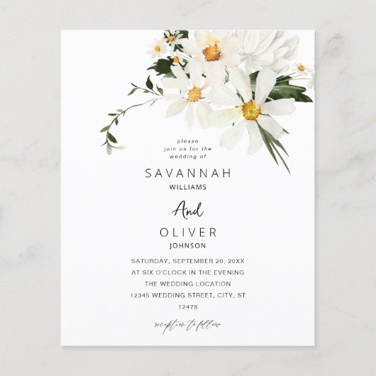Papier Budget Daisy White Floral Mariage V2 (Devant)