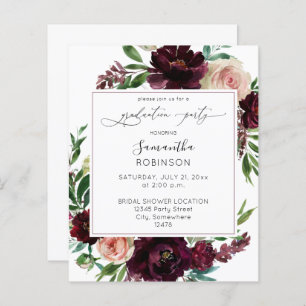 Papier Budget Dark Burgundy & Pink Floral Graduation Part