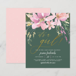 Papier Budget Dark Green & Gold Girl Baby shower floral