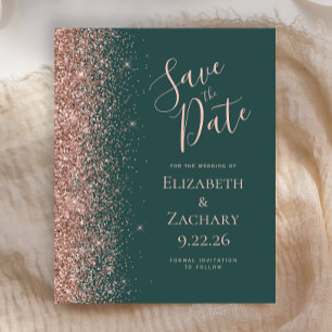 Papier Budget Dark Green Rose Gold Enregistrer la date
