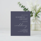 Papier Budget Dark Navy Faire-part de mariage de script b (Debout devant)
