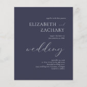 Papier Budget Dark Navy Faire-part de mariage de script b (Devant)