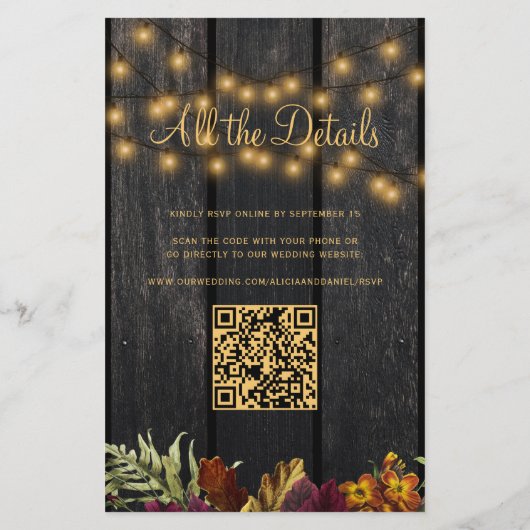 Papier Budget d'automne rustique tout en un faire-part de (Dos)