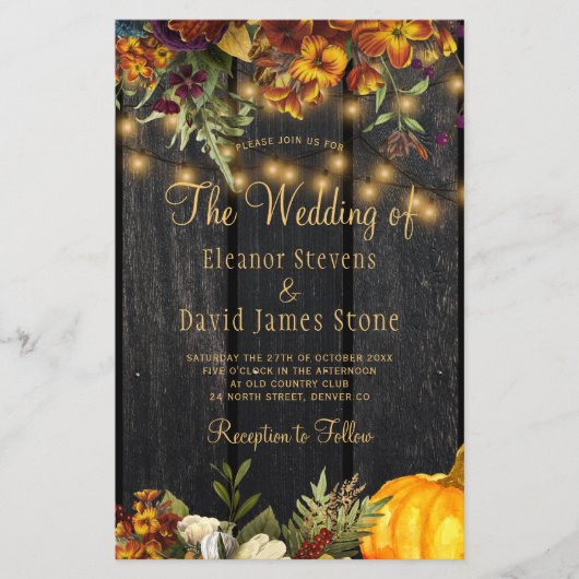 Papier Budget d'automne rustique tout en un faire-part de (Devant)