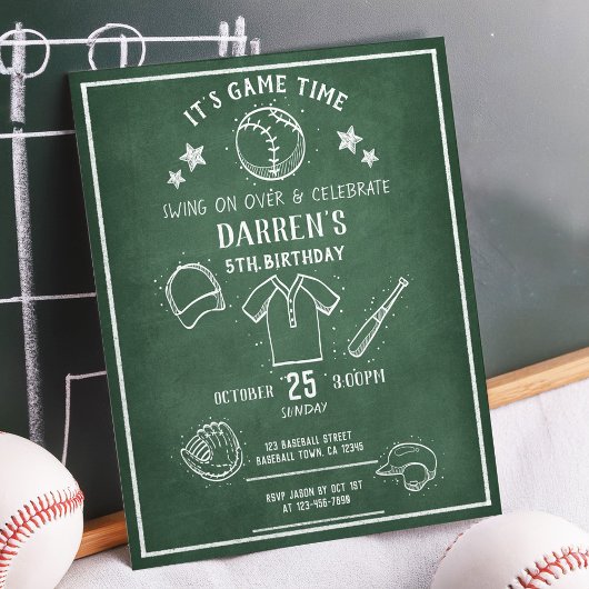 Papier Budget de baseball Chalkboard moderne Invitation d