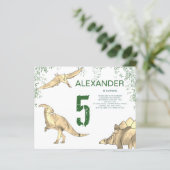 Papier Budget de fête d'anniversaire aquarelle de dinosau (Debout devant)