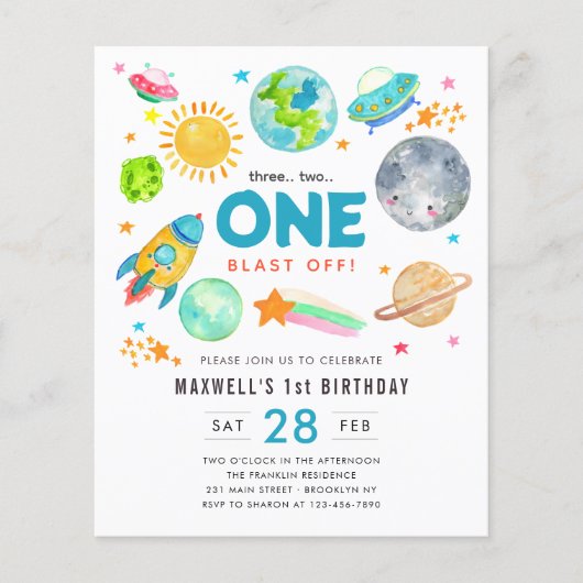 Papier Budget de l'espace extra-atmosphérique 1er anniver (Devant)