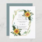 Papier Budget de mariage champêtre avec tournesols et ver (Devant / Derrière)