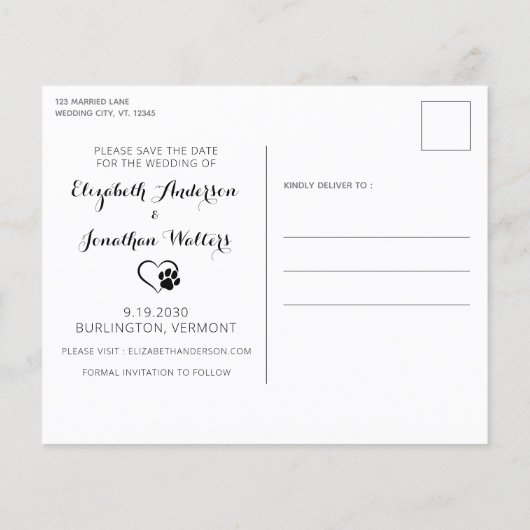 Papier Budget de mariage de chien de compagnie rustique P (Dos)