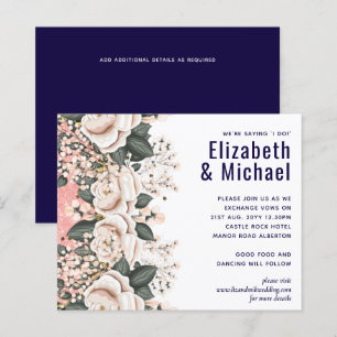 Papier Budget de mariage floral rose clair bleu marine