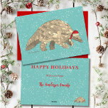 Papier Budget de Noël Pangolin personnalisé<br><div class="desc">Carte de vacances personnalisée Pangolin de Noël mignonne. Il neige et Père Noël pangolin est là. Le pangolin est une espèce en danger critique d'extinction à cause du trafic illégal d'animaux. Voici une chance de mettre en valeur cette jolie fourmi très rare à Noël. Ce pangolin festif aux teintes brunes,...</div>
