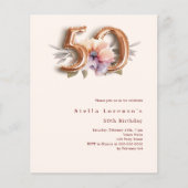 Papier Budget de pêche en or beige floral 50e anniversair (Devant)