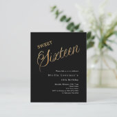Papier Budget de script en or noir Sweet 16 invitation (Debout devant)