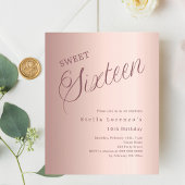 Papier Budget de script or rose Sweet 16 invitation